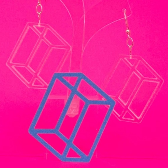 Transparent Prism Earrings - Orthorhombic Lucite - Picture 4 of 5